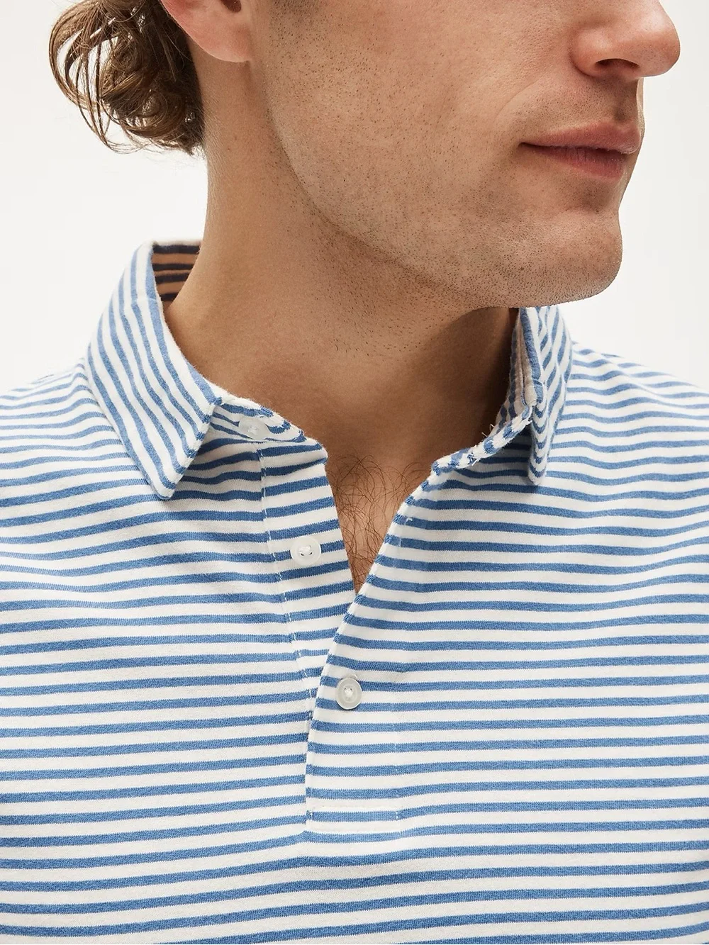 J. CREW Sueded cotton polo shirt in stripe in Ivory Blue Size L $59.50 BW382